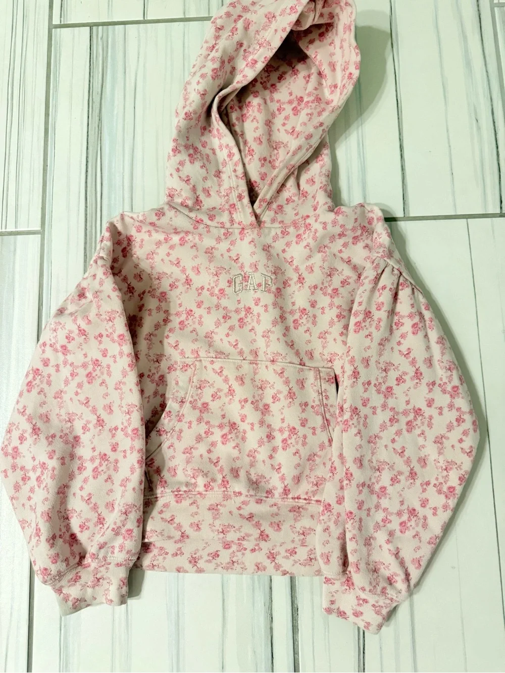 GAP x Love Shack Fancy pink floral hoodie & sweat pants set - kids Medium (8)